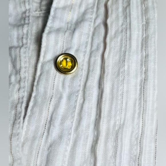 Charter Club Linen Blend Striped, Button Down Roll Tab Sz M - Picture 5 of 13